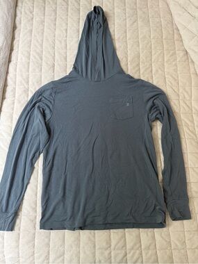 Boys Free Fly Hooded Long-Sleeve Pocket Tee - Slate Blue